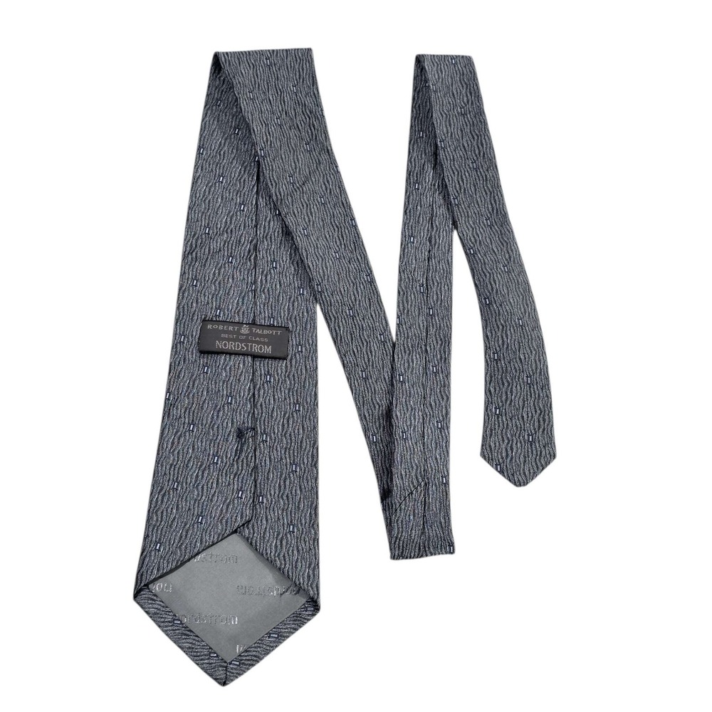 Robert Talbott Nordstrom Silk Jacquard Pattern Necktie Men's‎ Blue Silver Geo